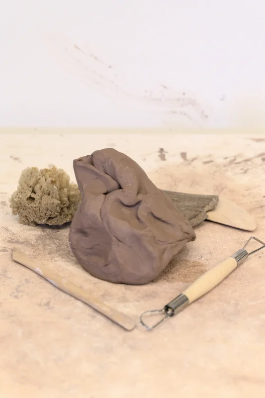 Clay and tools, ready for work